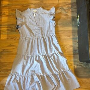 Kids Light Blue Ruffle Sleeve Dress